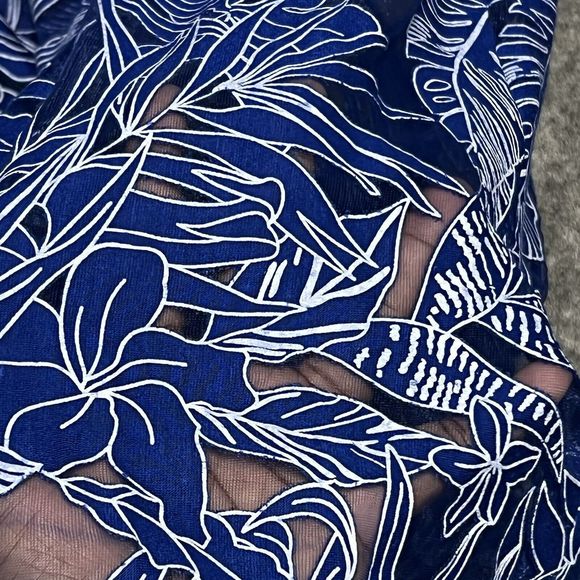 Rabbit Rabbit Rabbit Designs Sheer Maxi Dress Women’s 8 Blue Long Floral Lined - Picture 10 of 17